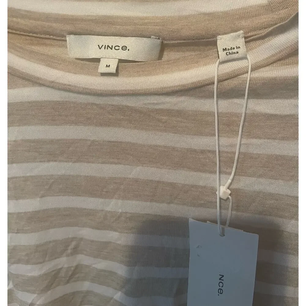 Vince Womens Crewneck bracelet sleeve classic stripe top, $65, Medium, B59 - Picture 4 of 5